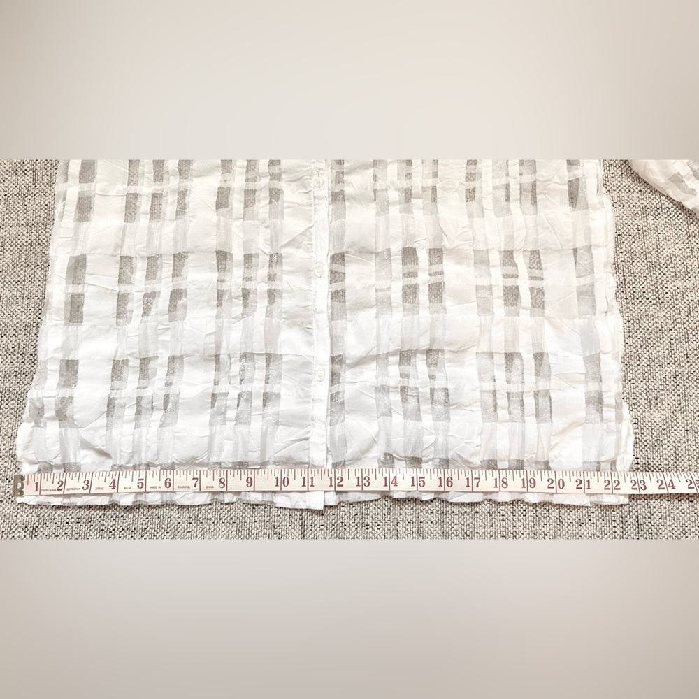 Marsh Landing White Modernist Burnout Gauze Funky Art-to-Wear Button Down Sz L - Picture 10 of 11
